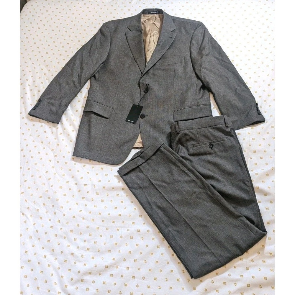 Hugo Boss 46R 38x32 Gray Pasolini/Movie Wool Modern Micro Check 2 Piece Suit NWT